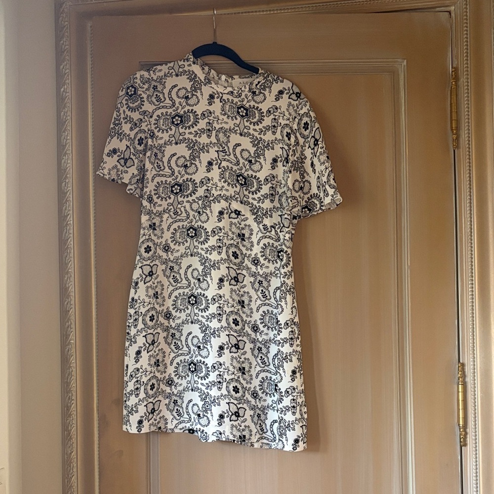 A.L.C. Spencer Cream Dress with Black Paisley Print